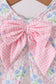 Pink hydrangea bow print ruffle bloomer set