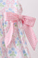 Pink hydrangea bow print ruffle dress
