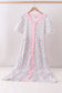 Pink hydrangea bow print tiered dress