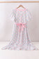 Pink hydrangea bow print tiered dress