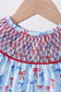 Blue bow smocked bubble