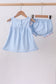 Blue jacquard embroidery bloomer set
