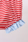 Blue god bless America flag french knot ruffle bloomer set