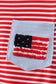 Red stripe flag french knot top