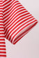 Red stripe flag french knot top