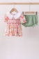 Pink strawberry smocked bloomer set