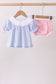 Blue bow smocked bloomer set