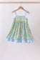 Green lemon smocked ruffle dress