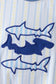 Blue shark applique stripe swimsuit