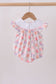 Purple rose bow smocked ruffle bubble