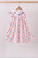 Purple rose bow smocked ruffle dress