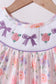 Purple rose bow smocked ruffle dress