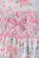 Pink floral bow smocked ruffle dress
