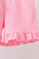 Pink floral bow smocked ruffle shorts set