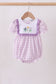 Purple floral embroidery gingham ruffle bubble