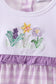 Purple floral embroidery gingham ruffle bubble