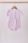 Purple floral embroidery gingham ruffle bubble