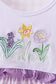 Purple floral embroidery gingham ruffle dress