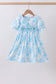 Blue rose smocked dress