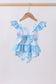 Blue rose smocked ruffle one-piece swimsuit