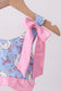 Purple duck print bow ruffle 2pc swimsuit