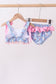 Purple duck print bow ruffle 2pc swimsuit
