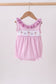 Pink floral bow smocked ruffle bubble