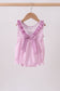 Pink floral bow smocked ruffle bubble
