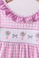 Pink floral bow smocked ruffle shorts set