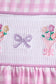 Pink floral bow smocked ruffle shorts set