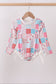 Pink floral patchwork ruffle rashguard
