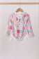 Pink floral patchwork ruffle rashguard