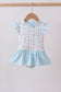 Blue floral ruffle one-piece swimsuit