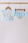 Blue floral ruffle 2pc swimsuit