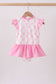 Pink bow ruffle one-piece swimsuit
