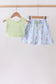 Green&purple floral bow skorts set