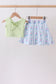 Green&purple floral bow skorts set