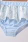 Blue character applique ruffle 2pc swimsuit