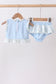 Blue character applique ruffle 2pc swimsuit
