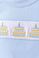 Blue birthday cake smocked plaid shorts set