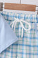 Blue birthday cake smocked plaid shorts set