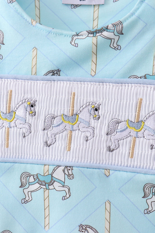 Blue carousel smocked jonjon