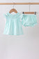 Blue starfish smocked jacquard ruffle bloomer set