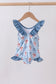 Blue strawberry bow ruffle one-piece swimsuit
