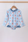 Blue strawberry bow ruffle rashguard