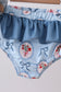 Blue strawberry bow ruffle 2pc swimsuit