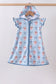 Blue strawberry bow ruffle swim cover up