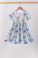 Blue character floral bamboo dress