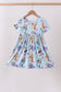Blue character floral bamboo dress
