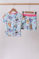 Blue character floral bamboo pajama set